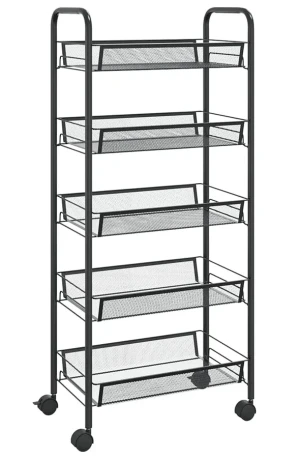 Czarny mobilny regał do kuchni i łazienki - Vremio