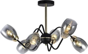 Czarno-złoty sześcioramienny żyrandol - A231-Gentil