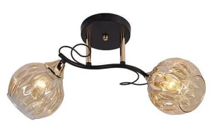 Czarno-złoty żyrandol z dwoma kloszami - A245-Alsejda