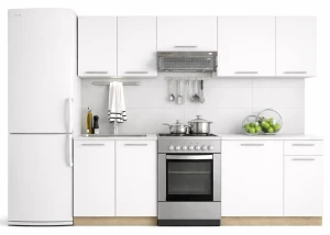 Zestaw mebli kuchennych biały + dąb sonoma - Rokko