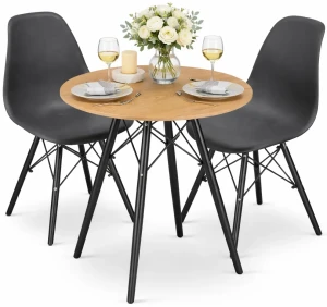 Komplet okrągły stół 60 cm dąb z 2 krzesłami - Nadikos 3X 2 kolory