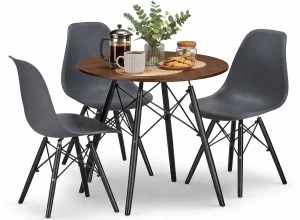 Skandynawski komplet stół 80 cm jesion i 3 krzesła - Nadikos 4X 2 kolory