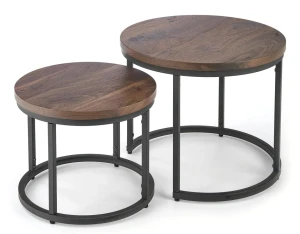 Zestaw okrągłych stolików kawowych orzech - Oltin