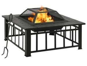 Kwadratowe palenisko ogrodowe z pogrzebaczem - Taugas