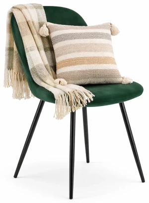 Ciemnozielone krzesło metalowe welurowe - Larox 3X