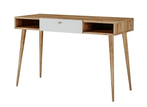 Skandynawskie biurko z szufladą dąb craft + biały - Esto 3X