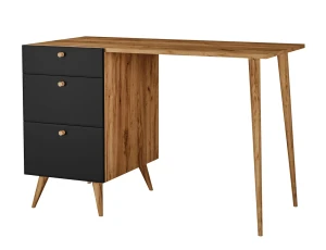 Drewniane biurko z szufladami dąb craft + czarny - Esto 4X