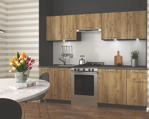 Zestaw mebli kuchennych 240 cm dąb craft + antracyt - Rokko