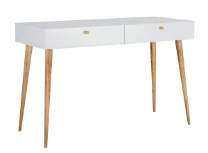Białe skandynawskie biurko z nóżkami typu scandi - Esto 6X