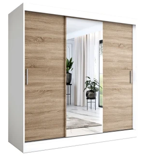 Szafa przesuwna biały + dąb sonoma 200 cm - Massi 6X