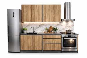 Zestaw mebli kuchennych z blatem dąb votan + antracyt - Sabtina