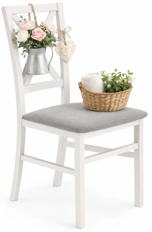 Białe krzesło tapicerowane krzyżak - Mertis 3X