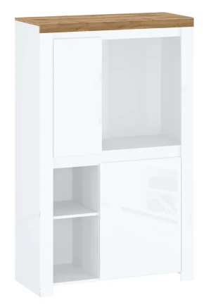 Skandynawski regał półotwarty biały połysk - Nelora 5X