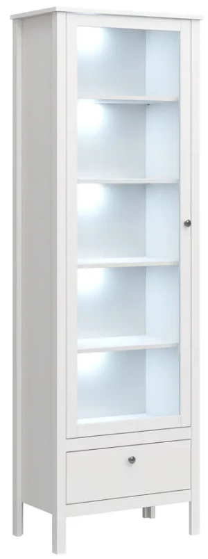 Biała wysoka witryna z podświetleniem do salonu - Omaron 20X
