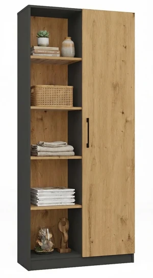 Regał z półkami do salonu dąb artisan + antracyt - Nodino