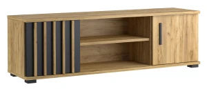 Stojąca szafka RTV z drzwiczkami i lamelami w stylu loft - Igiz 10X