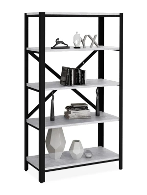 Regał 5 półek w stylu loft czarny + beton - Alwaro 3X