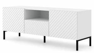 Szafka na telewizor biały mat + czarne nóżki - Resa 5X