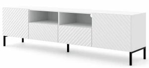 Długa szafka rtv 200 cm biały mat + czarne nóżki - Resa 6X