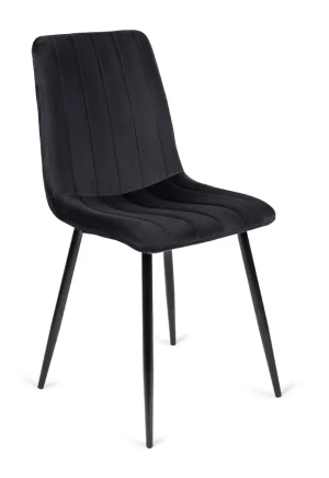 Czarne welurowe krzesło pikowane do salonu - Dilnes