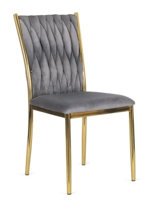 Szare welurowe krzesło plecione glamour - Jugelo