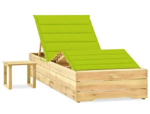 Leżak z poduszką i stolikiem jasnozielony - Ogebis