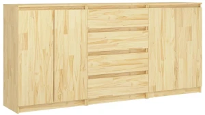 Komplet 3 szafek z litego drewna sosnowego - Ellonel