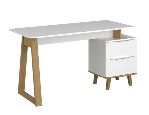 Białe skandynawskie biurko z szufladami 140x60 - Olenako 14X