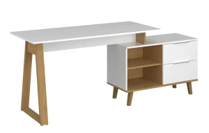 Nowoczesne białe biurko z półkami i szufladami  - Olenako 16X