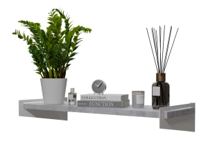 Wisząca półka na książki biały + beton - Mizu 3X