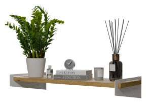 Industrialna półka ścienna biały + dąb artisan - Mizu 3X