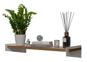 Skandynawska półka ścienna na książki biały + dąb lancelot - Mizu 3X