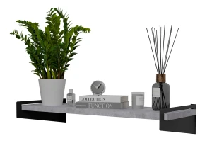 Nowoczesna półka ścienna czarny + beton - Mizu 4X