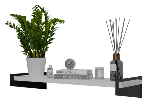 Wisząca półka z metalowymi wspornikami czarny + biały - Mizu 4X