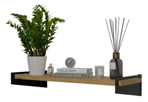 Ścienna półka na książki w stylu loft czarny + dąb artisan - Mizu 4X