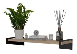 Półka ścienna w stylu industrialnym czarny + dąb sonoma - Mizu 4X