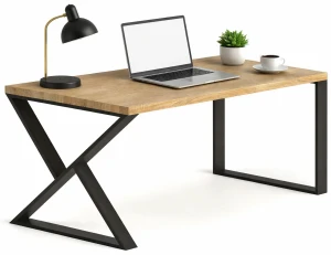 Drewniane biurko na stalowych nogach 170x80 - Xago