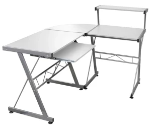 Białe komputerowe duże biurko narożne z nadstawką - Rafao