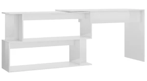 Komputerowe biurko narożne biały połysk - Rakas