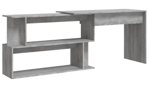 Narożne biurko z półkami szary dąb - Rakas