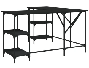 Czarne loftowe biurko narożne gamingowe z metalu - Scardif