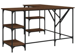 Industrialne biurko narożne gamingowe brązowy dąb - Scardif