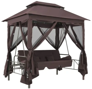Altana ogrodowa z huśtawką Amberly - kawowa