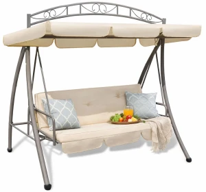 Huśtawka ogrodowa z baldachimem ecru - Versa