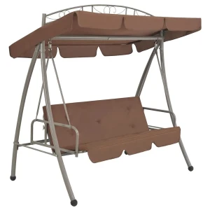 Huśtawka ogrodowa brązowa z baldachimem Versa