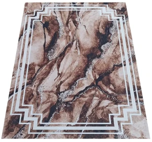 Prostokątny brązowy dywan z ramką - Arusta 7X