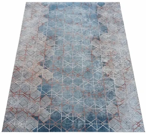 Nowoczesny brązowy dywan w geometryczny wzór - Arusta 3X