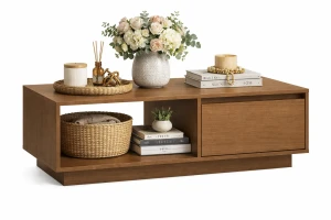 Nowoczesny stolik kawowy z uchylną szafką miodowy dąb - Kokarex 3X