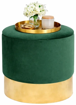 Welurowa pufa tapicerowana w stylu glamour butelkowa zieleń - Esteo