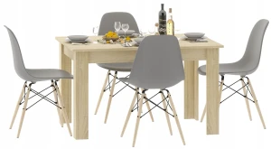 Zestaw do jadalni stół dąb sonoma i 4 szare krzesła - Cinar